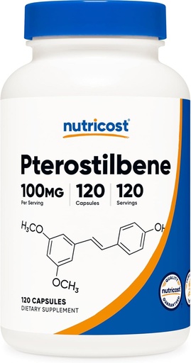 [BRSWYADYOEOQ4D3O] Nutricost Pterostilbene 100mg, 120 Capsules - Non-GMO, Gluten Free