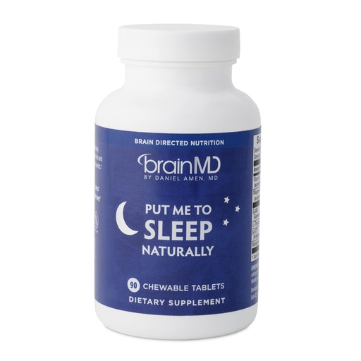 [BRSWYZYBDIIAYCY4] BRAINMD Dr Amen Put Me To Sleep Naturally - 90 Chewable Tablets - with Melatonin, L-Theanine, Magnesium, GABA, Vitamin B6 & 5-HTP - Gluten Free - 45 Servings