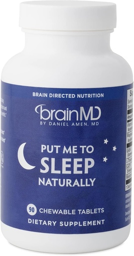 [BRSWYZYBDIIAYCY4] BrainMD me colocar para dormir Naturalmente - 90 comprimidos mastigáveis - com melatonina, L-teanina, magnésio, GABA, vitamina B6 & 5-HTP - sem glúten - 45 Servings