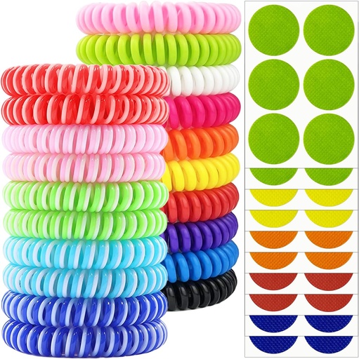 [BRSRAZ36OABGADLJ] Mosquito Repellent Bracelets 20 Pack, Individually Wrapped Mosquito Repellent Bands with 60 Pcs Mosquito Repellent Stickers Patches, DEET Free Insect Bug Repellent Wristbands for Adults Kids