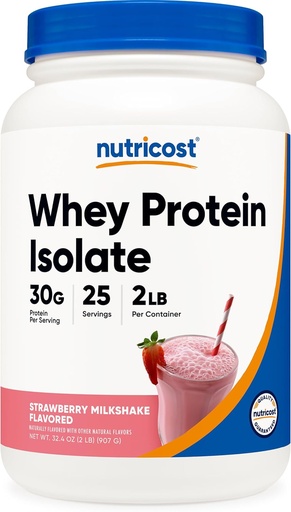 [BRSWGEAFOYHGGDLO] Isolato di proteine del siero di Nutricost (Strawberry Milkshake) 2LBS