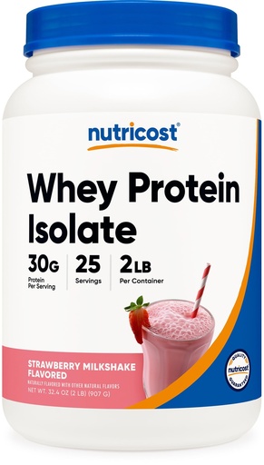[BRSWGEAFOYHGGDLO] Nutricost Whey Protein Isolate (Strawberry Milkshake) 2LBS