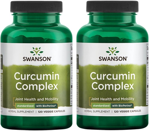 [BRSRMEIFOZ6R6YDB] Swanson Curcumin Complex - Herbal Supplement Supporting Joint Health, Mobility & Physical Function - Standardized with BioPerine for Maximum Absorption - (120 Veggie Capsules) (2 Pack)