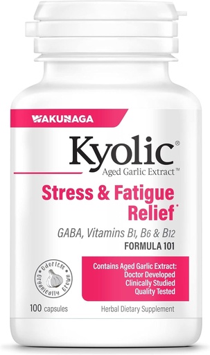 [BRSWIYTYO4HREADK] Kyolic Aged Garlic Extract Formula 101, Stress and Fatigue Relief, 100 Capsules.