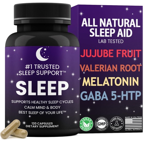 [BRSRAZACC4AWGYLV] Natural Sleep Aid for Adults │Best Sleep of Your Life │Valerian Root │GABA │5-HTP │Melatonin │120 Non-Habit Forming Capsules │Lab Tested