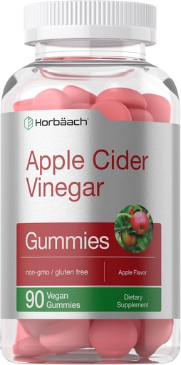 [BRSWYZ33BYOR4FD2] Horbäach Vegan Apple Cider Vinegar Gummies TENIDO 90 Conde TENIDO ACV Suplemento Silencio Apple Flavor TENIDO NO GMO, Gluten Free Gummies for Adults