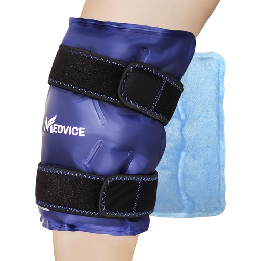 [BRSROGL3BMDQO3TP] Medvice Ice Pack with Cold Compression for Knee Pain Relief, Swelling, Knee Replacement Surgery, Arthritis, and Injury Recovery, Adjustable Straps, Reusable Gel Ice Wrap for Meniscus Tear and ACL Blue