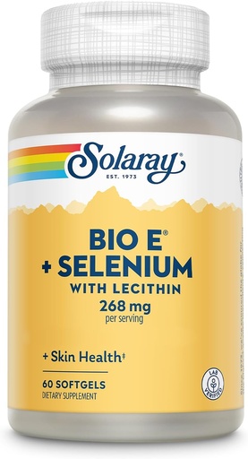 [BRSWIYT3OMAQ4C3U] Bio Vitamine E 400 UI (268 mg) avec Sélénium 100 mcg et Lecithine - Support thyroïdien, Supplément antioxydant et immunosupport, Haute absorption, Verifié en laboratoire, Garantie de 60 jours, 30 portions, 60 Softgels