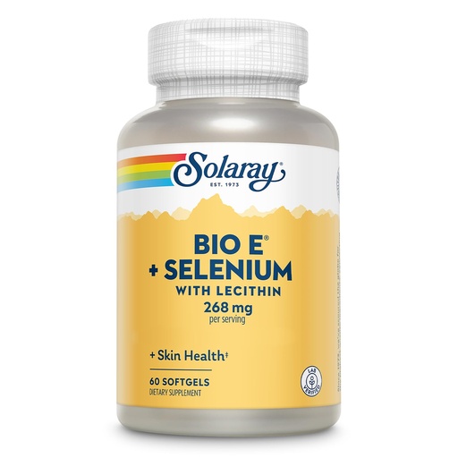 [BRSWIYT3OMAQ4C3U] SOLARAY Bio Vitamin E with Selenium - Vitamin E and Selenium Supplement, Skin & Heart Health Support for Men & Women, 268 mg Per Serving, D Alpha Tocopherol - 60 Ct Softgels