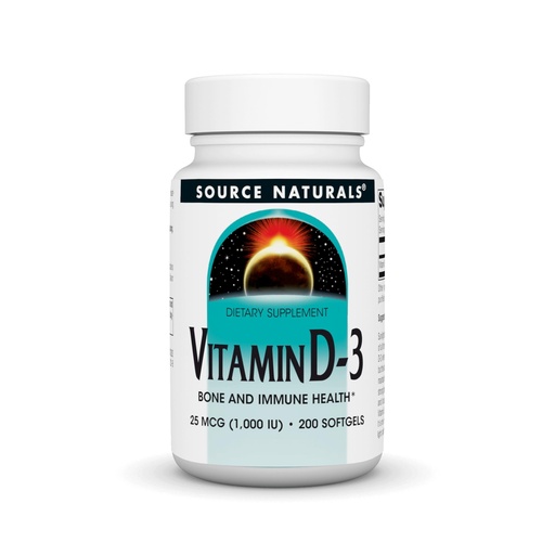 [BRSWIZT3CMMREHL4] Source Naturals Vitamin D-3 1000 iu Supports Bone & Immune Health* - 200 Softgels