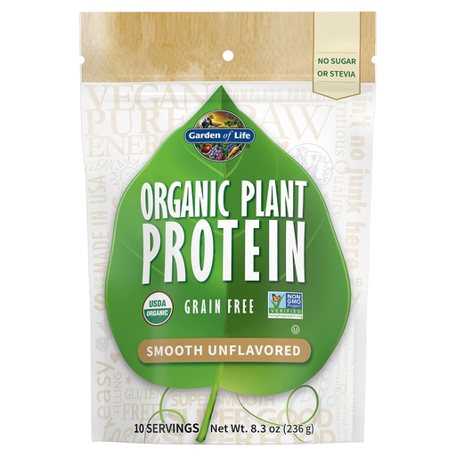 [BRSWKEYLCQHR4EDI] Garden of Life Organic Plant Protein Unflavored Protein Powder with Probiotics & Enzymes – Plant Based Powder, Amino Acids, Non-GMO, Grain-Free, Gluten-Free, Vegan, 10 Servings