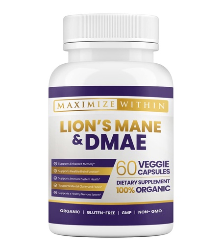 [BRSRMGQROQDWG2AV] Maximum Slim Lion's Mane & DMAE Capsules: Enhance Memory, Boost Mental Clarity, and Sharpen Focus - 60 Capsules for Maximum Cognitive Support