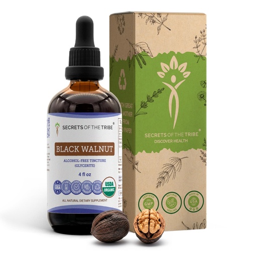 [BRSRMBT2B4BAE2DO] Secrets of the Tribe Black Walnut USDA Organic | Alcohol-Free Extract, High-Potency Herbal Drops | Made from 100% Certified Organic Black Walnut (Juglans Nigra) Dried Hull 4 oz