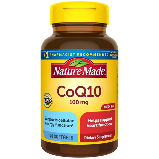 [BRSWYCQRBMFGG3AZ] Nature Made CoQ10 100mg Softgels, Dietary Supplement for Heart Health Support, 120 Softgels, 120 Day Supply