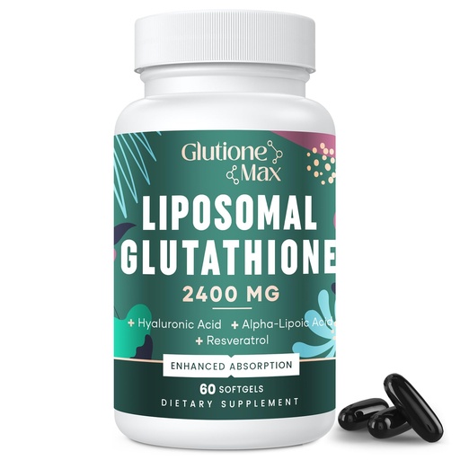 [BRSROEAYOB6BGAI7] 8-in-1 Liposomal Glutathione 2400 MG, High Absorption Antioxidant Formula – with Hyaluronic Acid, Alpha-Lipoic Acid, Resveratrol - Skin, Liver Detox & Immune System, 60 Softgels