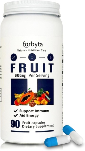 [BRSRAZACDMBBSALO] Fruits Supplement – Whole Food-Based Fruit Blend Capsules – Natural Antioxidant Support – Rich in Essential Vitamins – Non-GMO, Gluten-Free – 90 Capsules