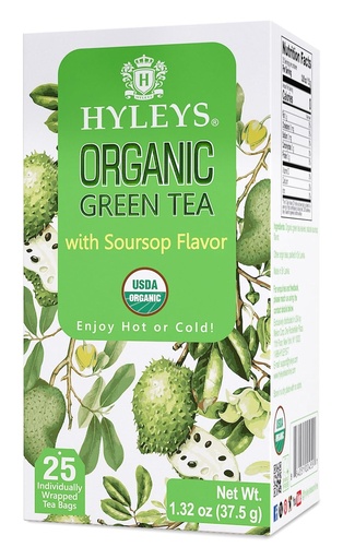 [BRSRAZI5BUOWY2DO] Hyleys Organic Green Tea Soursop Flavor - 25 Tea Bags - (12 Pack - 300 Tea Bags Total) - Graviola Guanabana Tea