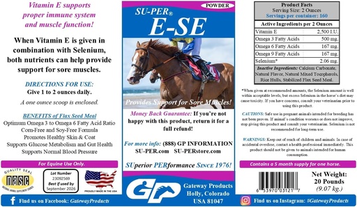[BRSROHYZBAFB4DY3] SU-PER E-Se Horses Antioxidant Supplement - Vitamin E & Selenium for Sore Muscles Support - 20 Pound