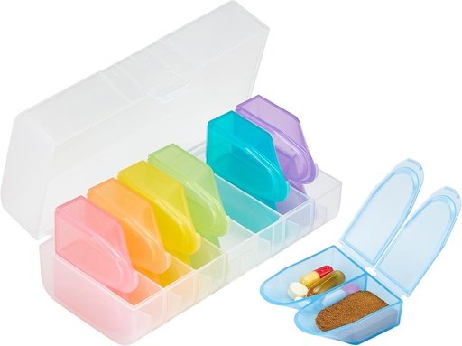 [BRSRAHANOQMAME3K] Easy to Pour Pill Organizer 2 volte al giorno, Large Pill Box 7 settimanale, Travel Pill Container for Vitamin Fish Oil Supplements, Pill Case AM PM Daily (Rainbow)