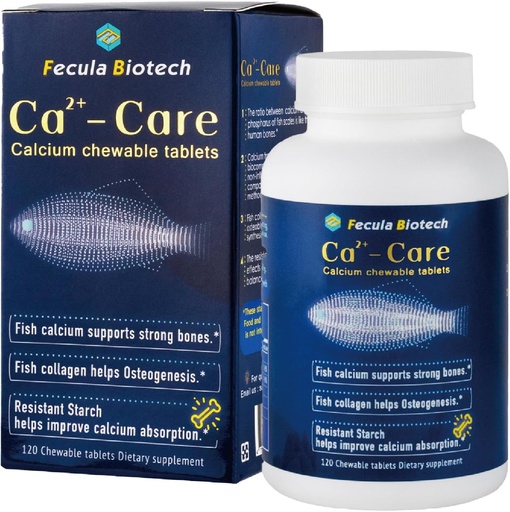 [BRSW2ZTRDN4GEG3D] Natural Fish Scale Calcium Supplement for All Ages | Bone Health and Muscle Supplement | Effective Absorption, Strong Bones Density | 120 Chewable Tablet