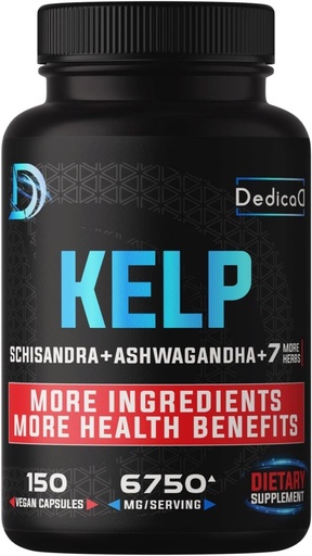 [BRSRMFIBCENWM2TA] Sea Kelp Supplement 6750mg Equivalent - 5 Months 10 Herbal Complex Combined Schisandra, Ashwagandha, Turmeric, Ginseng, Rhodiola & more - Support Body, Skin, Heart & Immune System - 150 Counts