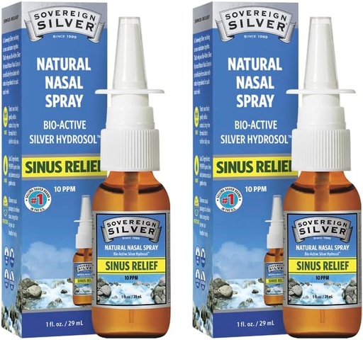 [BRSROZYCBFYBG3YU] Sovereign Silver Bio-Active Colloidal Silver Hydrosol for Immune Support - 10ppm - 1oz - Nasal Spray - Pack of 2