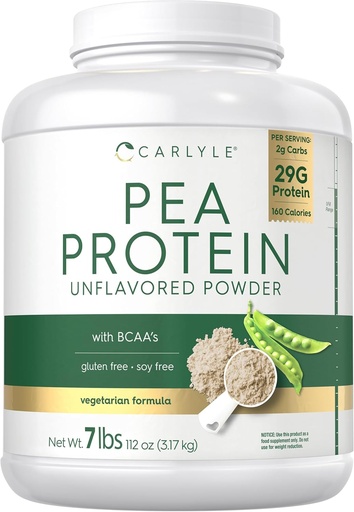 [BRSWYHQEBEHGEHYZ] Carlyle Pea Protein Powder 7lb | Unflavored | 29G Protein | för män och kvinnor | Vegetarian, icke-GMO, Gluten och Soy-Free