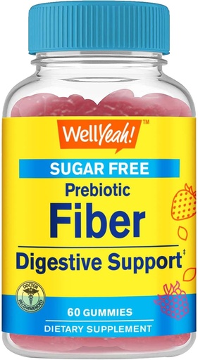 [BRSROBQKDF7WKDLD] WellYeah Sugar Free Fiber Gummies for Adults (4g)| Digestive Supprt |Prebiotic Fiber Supplement | 60 Count
