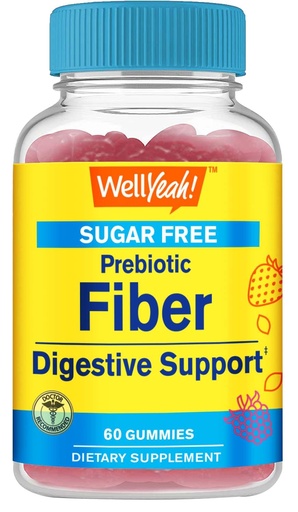 [BRSROBQKDF7WKDLD] WellYeah Sugar Free Fiber Gummies for Adults (4g)| Digestive Supprt |Prebiotic Fiber Supplement | 60 Count