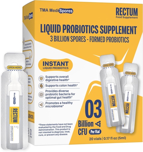 [BRSROZQNDIIGO2A4] Rectum Soil-Based Probiotic Liquid Support Gut Health*: Stomach Relief, Effect On Bloating,Immune & Support Long Lasting Digestive Health,Daily drink for Adults/Kids,20 vials (3 billions CFUs/vial)