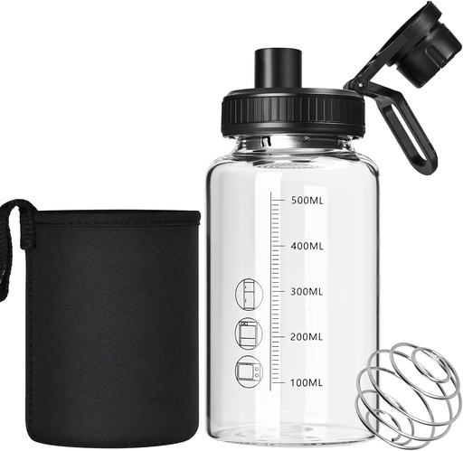 [BRSRAGAFDMAQGYA4] Glass Shaker Bottle,22oz BPA-Free Odorless Shaker Bottle with 304 Stainless Steel Ball and Removable Cleaning Brush for Fitness Protein Mixes(1Pack)