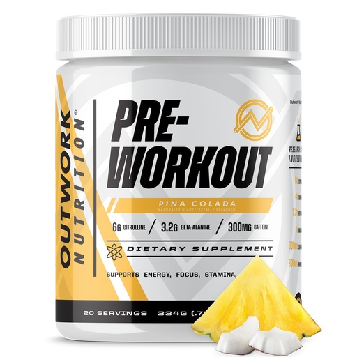 [BRSRMBA6CN6QEFLB] Outwork Nutrition Preworkout for Men & Women - Nootropic Pre Workout Without Creatine, Pre-Workout Powder with Taurine Rhodiola Citrulline Malate Beta Alanine Caffeine (Pina Colada)
