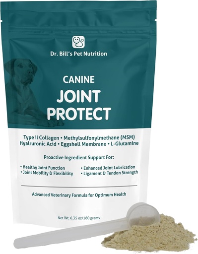 [BRSWGZ33OQHQ2AA6] Dr Bill's Canine Joint Protect | Gemensamt stöd för hundar | Pet Supplement för Ligament & Tendon Strength | Collagen Typ II, Hyaluronic Acid, Eggshell Membran och L-Glutamin