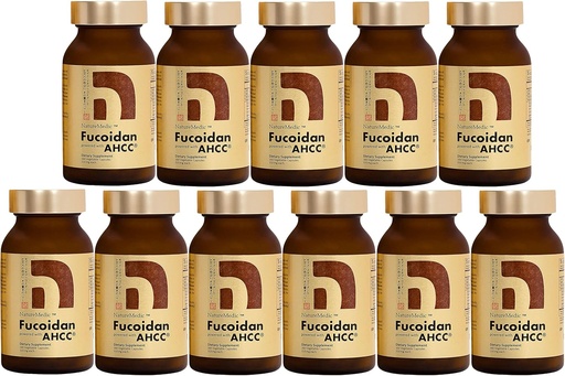 [BRSWIBQTPMMGODTO] Fucoidan Powered with AHCC® Brown Seaweed Immunity Supplement with High Purity Organic Mekabu Mozuku Agaricus 10 Bottles + Free 1 Bottle - 1760 Vegetable Capsules Made in Japan