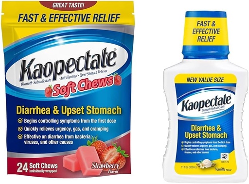 [BRSRAYA7CNYQICQZ] Kaopate anti-Diarreal Soft Chews 24 Count and Upset Stemach Demach Dlid 11 Fl Oz