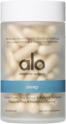 [BRSRAEAEOUHQY2T3] Alo Yoga Sweet Sleep Melatonin-Free Sleep Support with Aquamin® Magnesium, GABA &amp; L-Theanine Silencioso &amp; Relajación Durmiente 60 Capsules