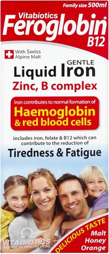 [BRSWIGAHCYHRE2TM] 6 Eenheden (Bulk Pack) Vitabiotica Feroglobin B12 Voorzichtig vloeibaar ijzer, zink, mineralen en vitamine B Complex 500ml