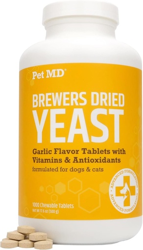 [BRSRMBTRBEHRG3TZ] Pet MD Garlic & Brewers Yeast for Dogs & Cats - Garlic and Yeast Plus Antioxidants - Brewer's Yeast Tablets for Dogs & Cats - Vitamin B 1 & Vitamin C - 1000 ct