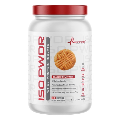 [BRSW2ZAEC4HWMFYV] Metabolic Nutrition Whey Protein Isolate ISO PWDR Peanut Butter Cookie, 1.54lb, 23 Servings, 26g Protein, Fast Digesting, Zero Carbs, Delicious Flavor, Very Low Carbs & Fat, Zero Lactose