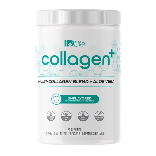 [BRSWYHTYAB4AGH3A] IDLife Collagen+ Powder Drink - Multi-Collagen Blend with Fulvic Acid & Aloe Vera - for Healthy Hair, Skin, Nails, Joints & Gut - 20 Servings / 200g
