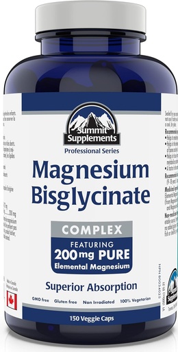 [BRSW2YL6OF5AYFD7] Summit Supplements - Magneesium Bisglütsinaadi kompleks 200 mg, 150 Veggie kapslid - aitab luude ja hammaste arendamisel ja hooldamisel - säilitab nõuetekohase lihaste funktsiooni ja aitab kudede moodustumisel