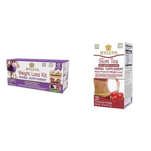 [BRSWYFA7DF6GE3DA] Hyleys 14 Days Weight Loss Kit - 42 Tea Bags (100% Natural, Sugar Free, Gluten Free and Non-GMO) & Hyleys Slim Tea Goji Berry - 25 Tea Bags (100% Natural, Sugar Free, Gluten Free and Non GMO)