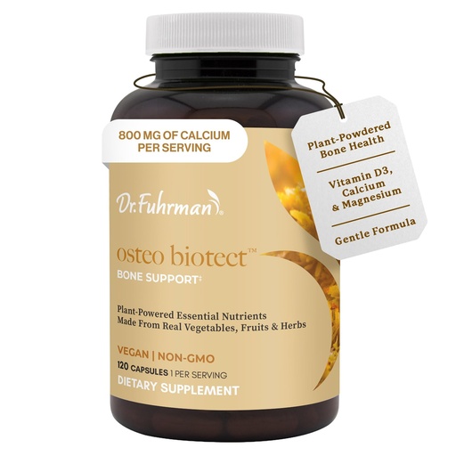 [BRSWIHD4OUFQIA3G] Dr. Fuhrman Osteo-Biotect Organic Calcium Bone Health Supplement with Vegan Vitamin D3 and Magnesium. Plant-Based Calcium 800mg for Natural Bone Support and Density, 120 Capsules