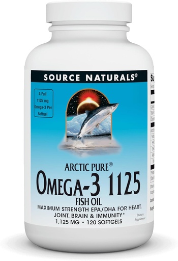 [BRSWIZQGAR5BCAI3] Source Naturals ArcticPure Omega-3 Fish Oil 1125mg Ultra Potency Maximum Strength EPA + DHA for Heart, Joint, Brain & Immune Health - 120 Softgels