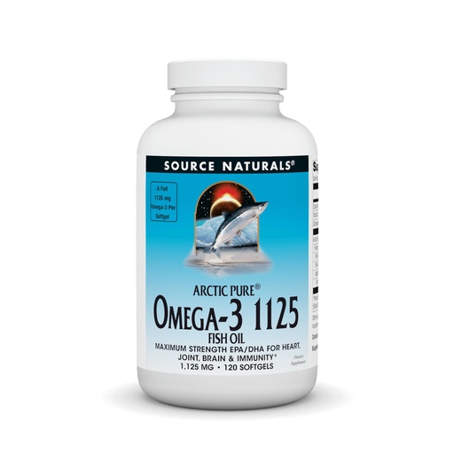 [BRSWIZQGAR5BCAI3] Source Naturals ArcticPure Omega-3 Fish Oil 1125mg Ultra Potency Maximum Strength EPA + DHA for Heart, Joint, Brain & Immune Health - 120 Softgels