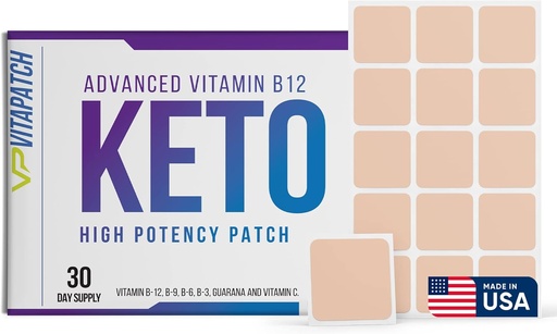 [BRSRMCQKC4NGCYI2] Keto Patch với B12 Methylcobalamin và vitamin Guarana B12 cho năng lượng - 30 ngày cung cấp Keto & vitamin B12 - made in the USA