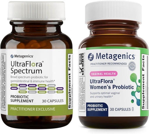 [BRSRAFTRBUDQAFLO] Metagenics Bundle - UltraFlora Spectrum (30 Count) & UltraFlora Women's (30 Count) - para Digestive, Imune Health & Vaginal Health