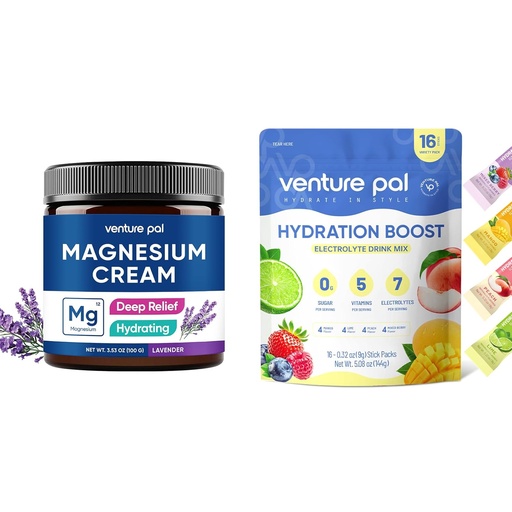 [BRSRAGIDBYGRAGTB] Venture Pal Moisturizing Magnesium Lotion，Electrolyte Powder Packets