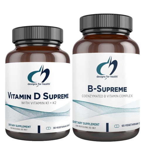 [BRSWYZY6AV6AAAL7] designs for health Vitamin D Supreme + B-Supreme Essentials Duo - 5000 IU Vitamin D3 + Vitamin K, Active B Complex (2 Product Set)