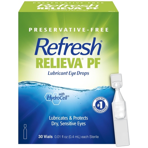 [BRSWYHYHOJYAAA33] Refresh Relieva PF Lubricant Eye Drops for Dry Eyes, Preservative-Free, 0.01 Fl Oz Single-Use Containers, 30 Count